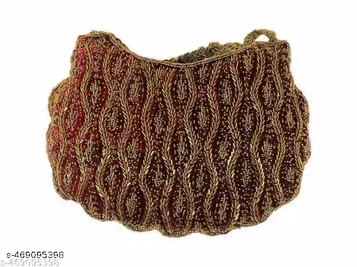 Stunning Bridal Red Handcrafted Ladies Unique Beading Work With Extra Large Pocket Handbag
