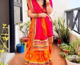 M.Premium Women's Bandhani Saree With Lace Border And Unstitched Blouse Piece