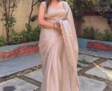 M.Premium Women's Trending Party Wear, Wedding Wear Two-tone Jimmy chu Bollywood Saree With Fancy Lace Border